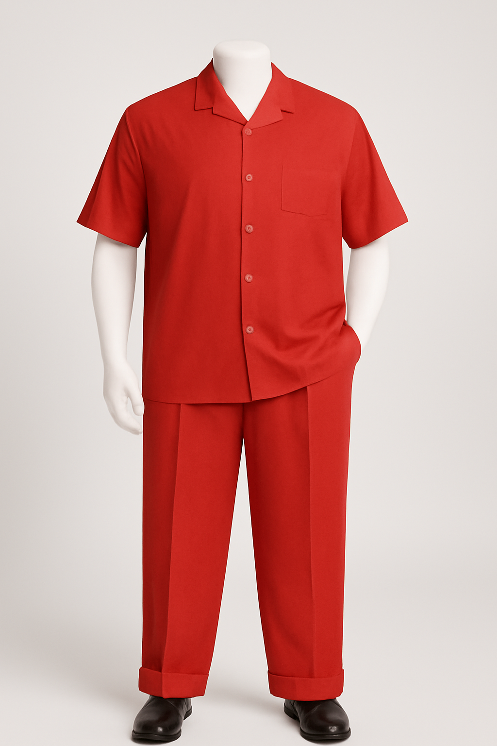 Mens Walking Suit - Big and Tall Casual Suit - Red Suit Up to 6XL Pants