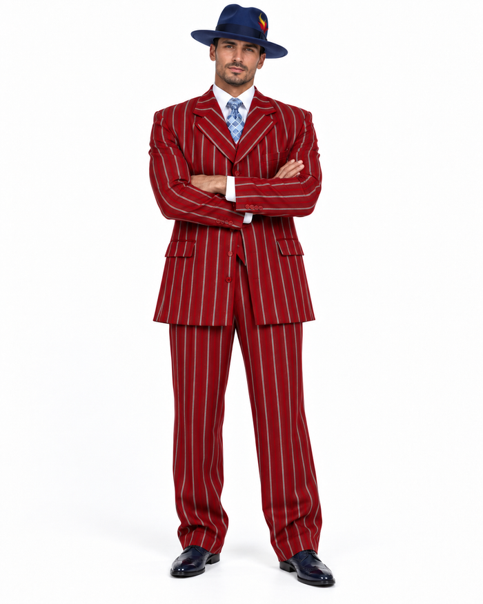 Red 1920s Gangster Long Suit