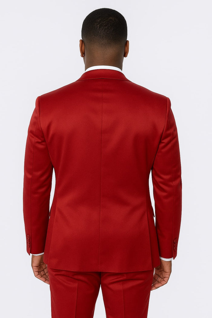 Burgundy Satin Tuxedo Set - 4-Piece Ensemble