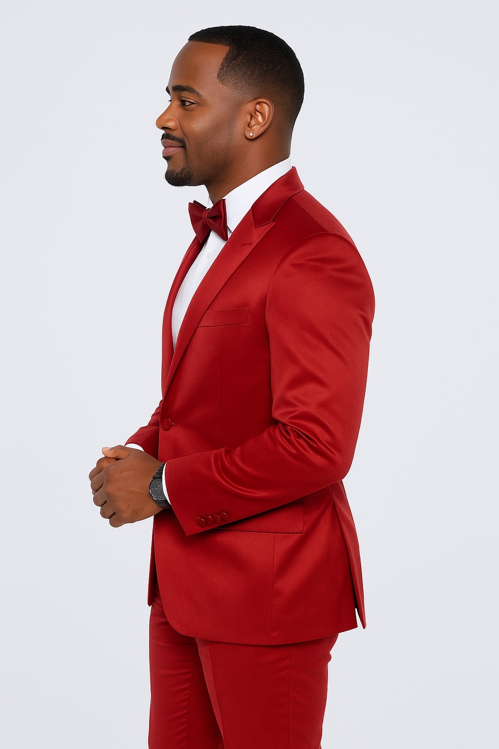 Burgundy Satin Tuxedo Set - 4-Piece Ensemble