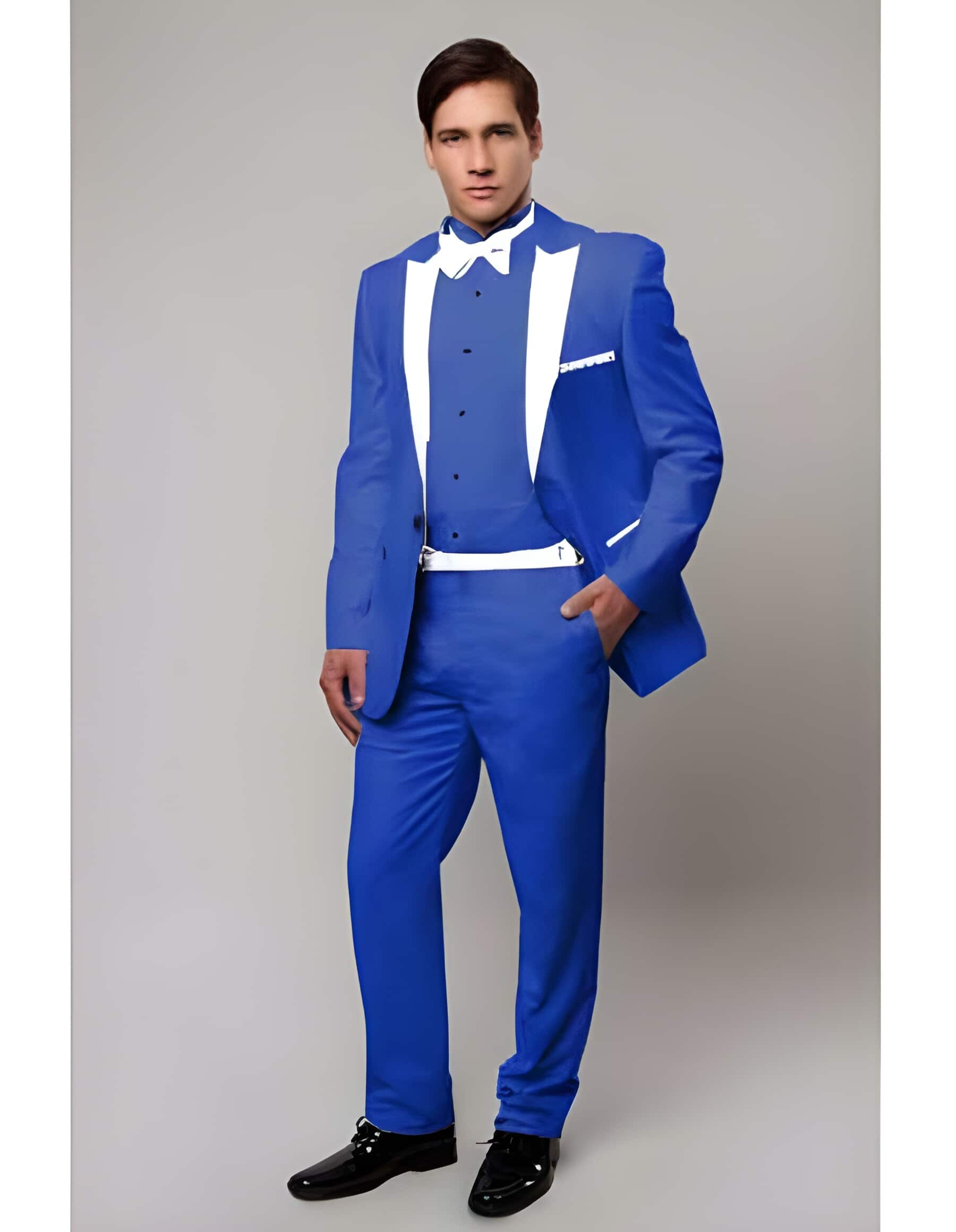 Regular Fit 1 Button Royal Blue with Black Suit