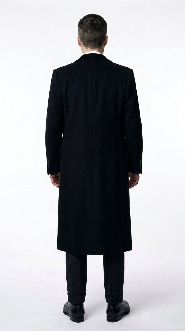 Men’s Black Peaky Blinders 3-Piece Suit with Overcoat – Thomas Shelby Inspired 1920s Gangster Outfit