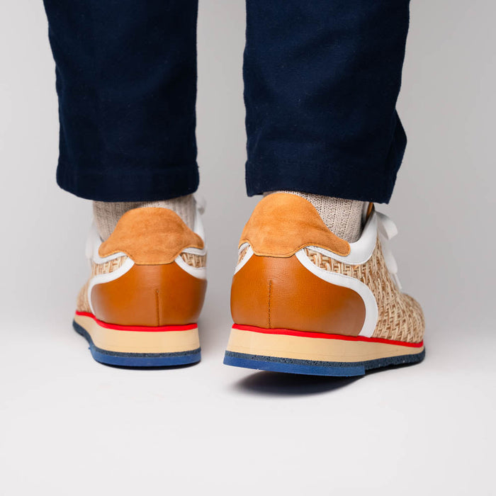 Zelli Ripi Hand-Woven Sueded Calfskin Luxury Sneakers in Brown