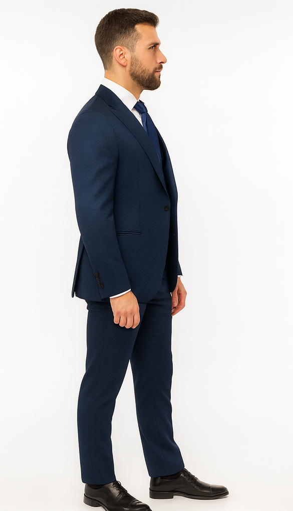 Rossi Man BOND RM1752 Slim Fit 3-Piece Navy Suit – Double-Breasted Vest