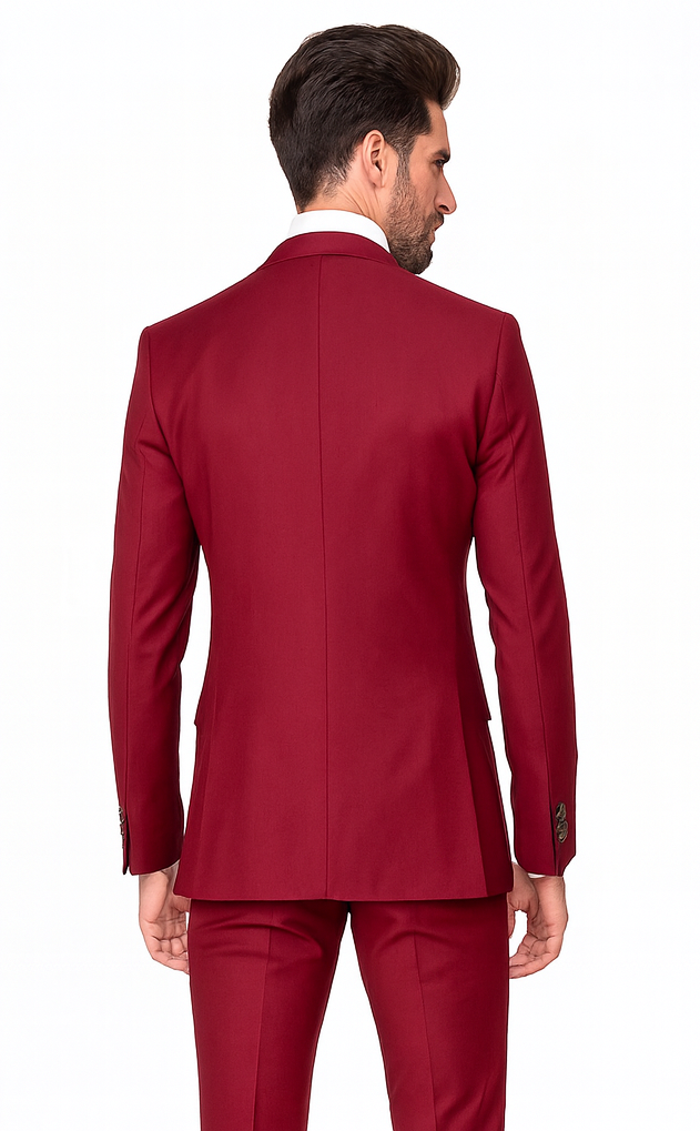 Rossi Man Bond RM1777 Red Slim Fit 3-Piece Suit – Men’s Formalwear