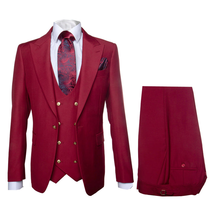Rossi Man Bond RM1777 Red Slim Fit 3-Piece Suit – Men’s Formalwear