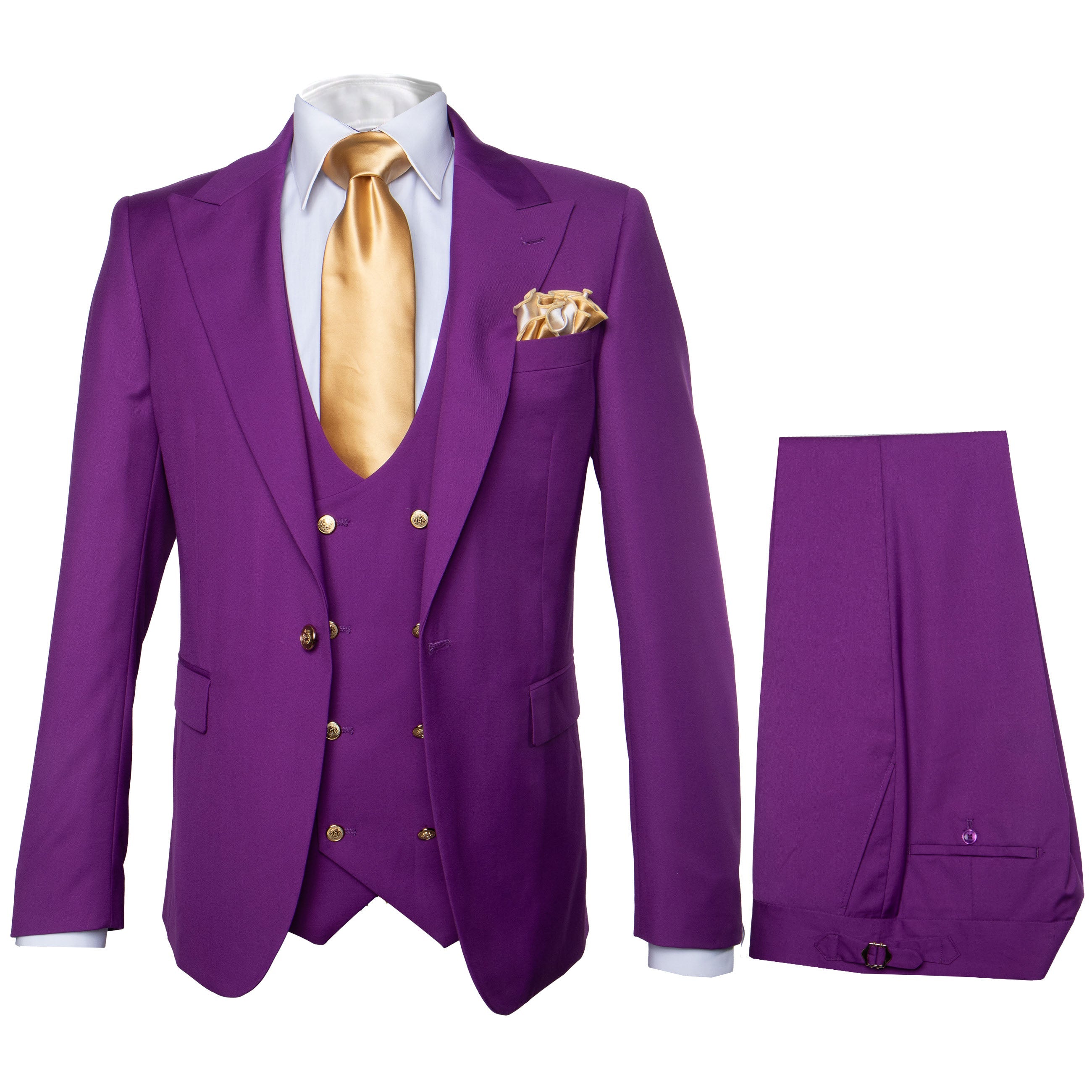 Rossi Man BOND RM1778 Slim Fit 3-Piece Purple Suit – Men’s Formalwear