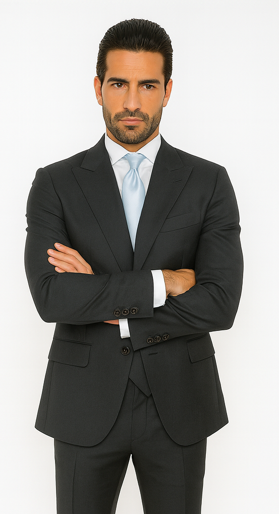 Rossi Man BOND RM1779 Slim Fit 3-Piece Black Suit – Men’s Formalwear