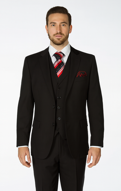 Rossi Man CYRUS RM101 Black 3-Piece Suit – Classic Men’s Formalwear