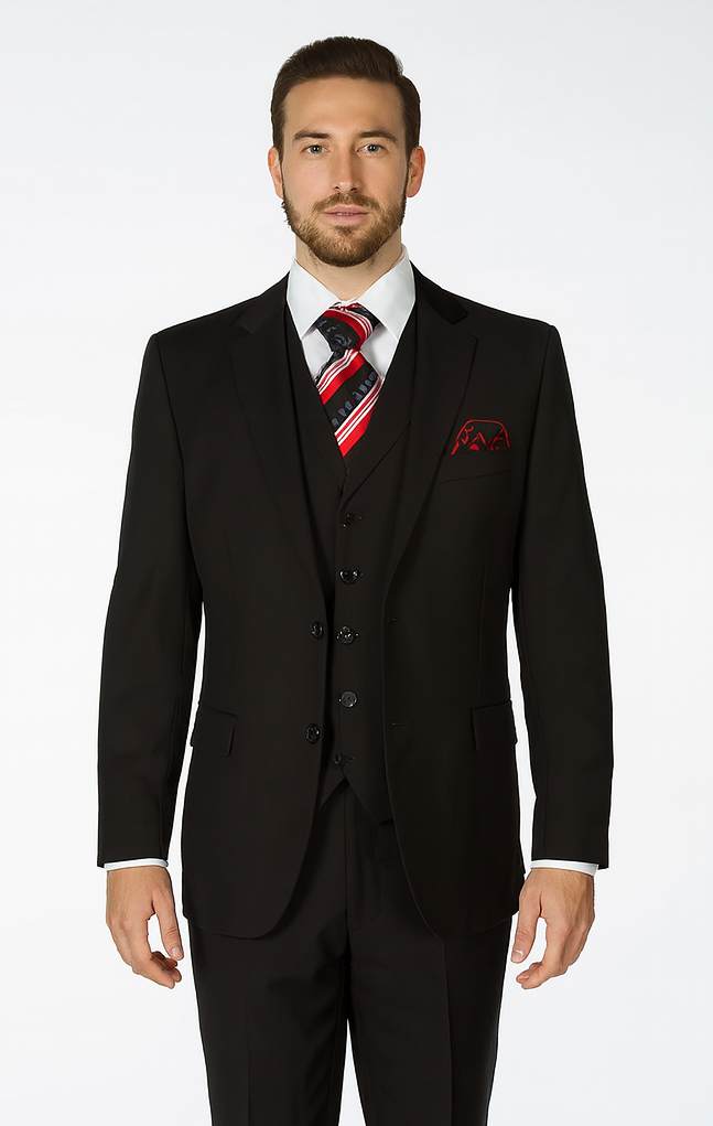 Rossi Man CYRUS RM101 Black 3-Piece Suit – Classic Men’s Formalwear