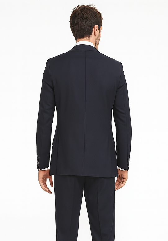 Rossi Man CYRUS RM116 Solid Navy Blue 3-Piece Suit – Men’s Formalwear