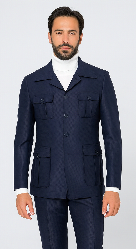 Rossi Man DUKE RM1768 Slim Fit 3-Piece Navy Suit – Modern Formalwear for Men