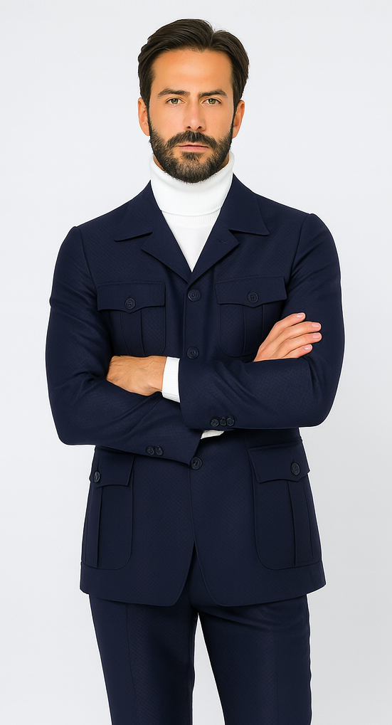 Rossi Man DUKE RM1768 Slim Fit 3-Piece Navy Suit – Modern Formalwear for Men