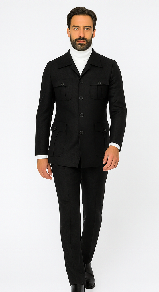 Rossi Man DUKE RM1769 Slim Fit Black 3-Piece Suit for Men – Modern Mens Formalwear