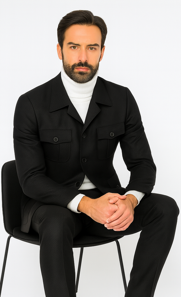 Rossi Man DUKE RM1769 Slim Fit Black 3-Piece Suit for Men – Modern Mens Formalwear