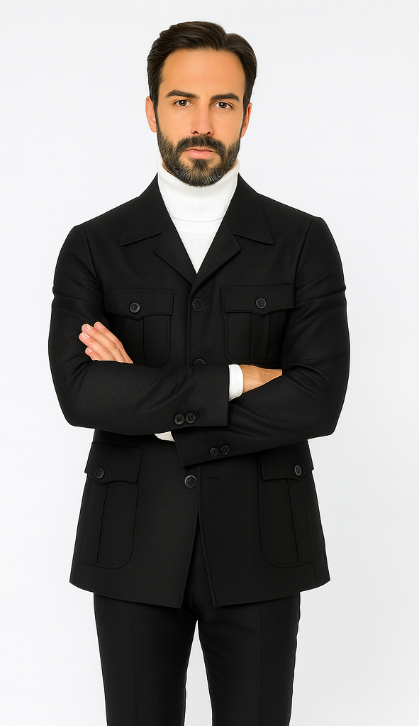 Rossi Man DUKE RM1769 Slim Fit Black 3-Piece Suit for Men – Modern Mens Formalwear