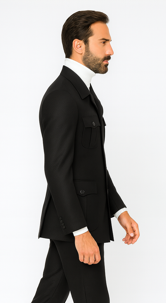 Rossi Man DUKE RM1769 Slim Fit Black 3-Piece Suit for Men – Modern Mens Formalwear