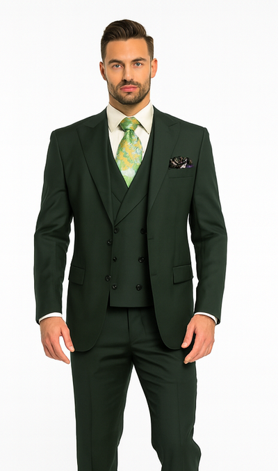 Rossi Man ELI RM117 Hunter Green 3-Piece Suit – Classic Men’s Formalwear