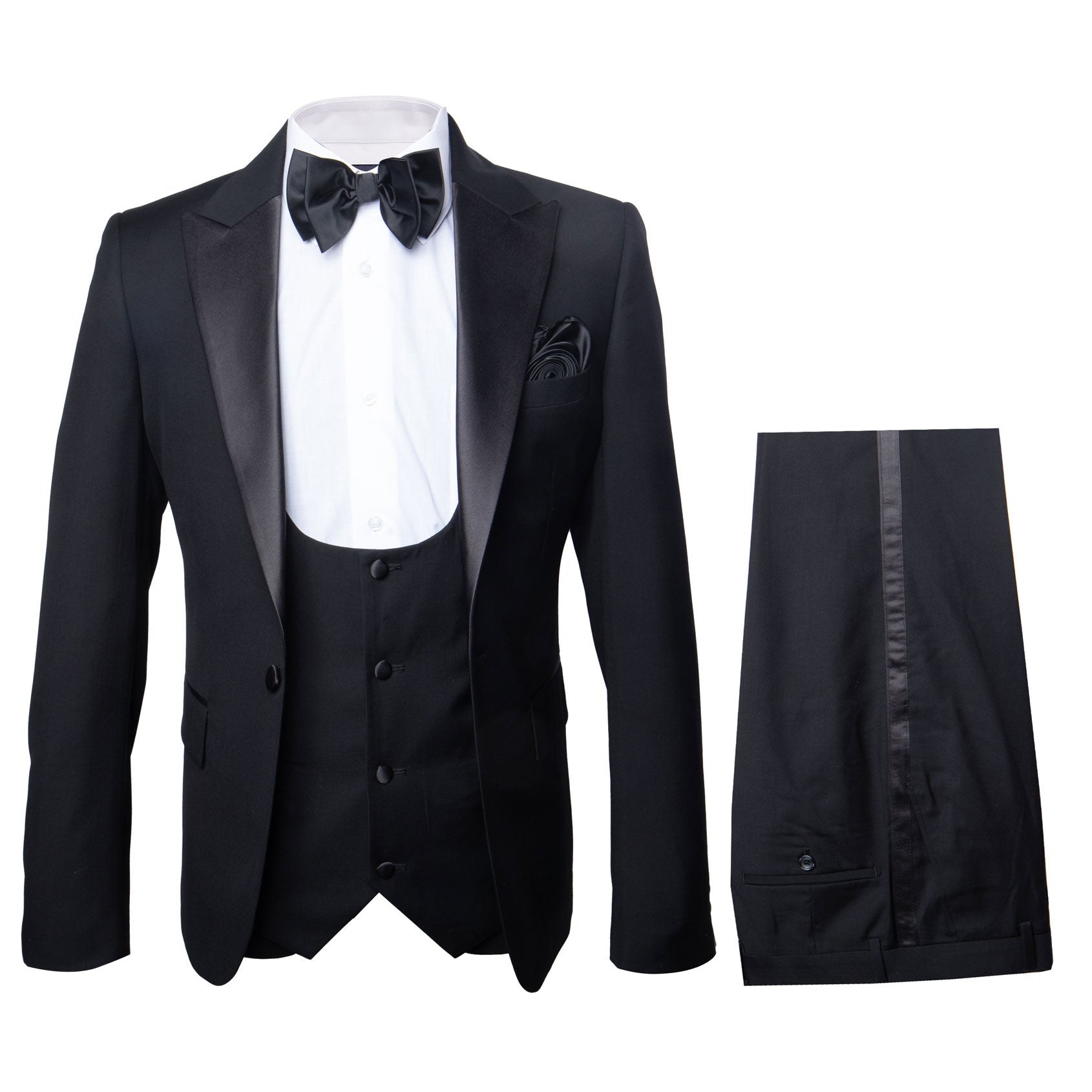 Rossi Man LEO RM1101 Classic Black Tuxedo for Men – Slim Fit Formalwear for Events