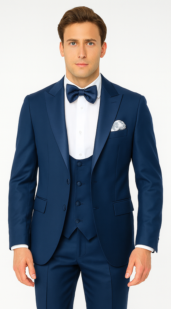 Rossi Man LEO RM1102 Modern 3-Piece Tuxedo for Men – Slim Fit Formal Suit for Special Occasions