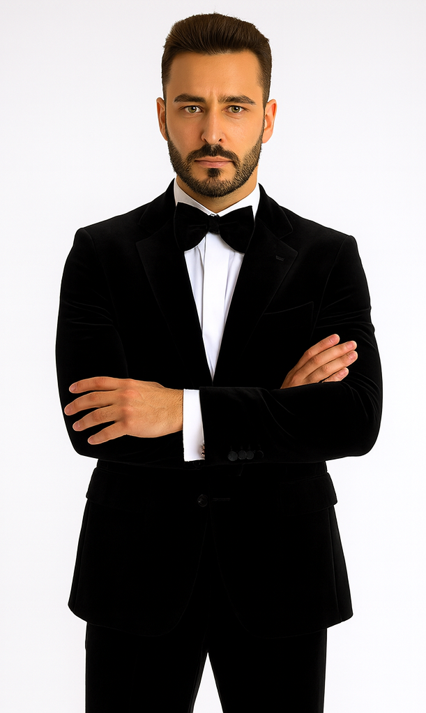 Rossi Man LEO RM1575 Black Suit – Men’s Modern Sleek Fit Formalwear