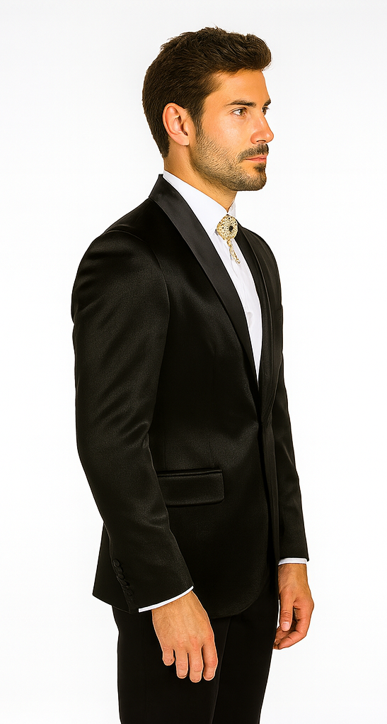 Rossi Man LEO RM1600 Men’s Slim Fit 3-Piece Black Suit –  Classic Formalwear for Events