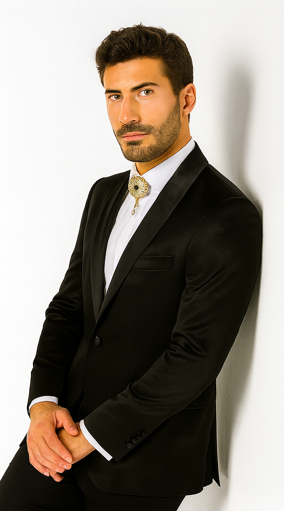 Rossi Man LEO RM1600 Men’s Slim Fit 3-Piece Black Suit –  Classic Formalwear for Events