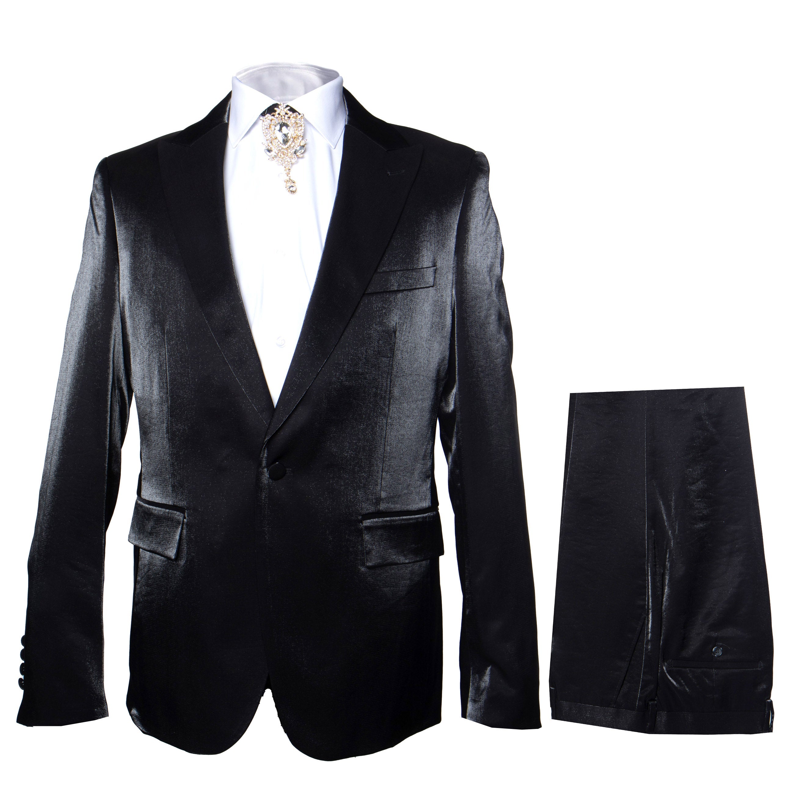 Rossi Man LEO RM1600 Men’s Slim Fit 3-Piece Black Suit –  Classic Formalwear for Events