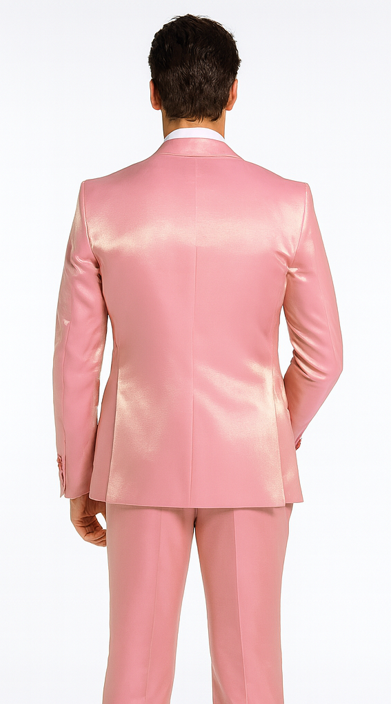 Rossi Man LEO RM1602 Men’s Slim Fit 3-Piece Pink Suit – Modern Classic Formalwear for Special Events