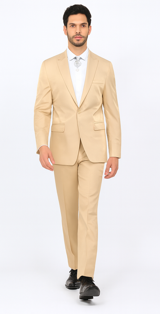 Rossi Man LEO RM1605 Men’s Slim Fit 3-Piece Gold Suit – Modern Formalwear for Special Events