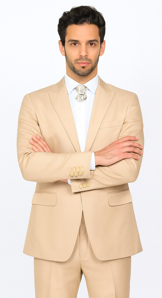 Rossi Man LEO RM1605 Men’s Slim Fit 3-Piece Gold Suit – Modern Formalwear for Special Events