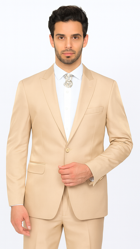 Rossi Man LEO RM1605 Men’s Slim Fit 3-Piece Gold Suit – Modern Formalwear for Special Events