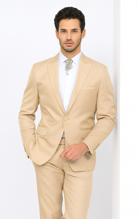 Rossi Man LEO RM1605 Men’s Slim Fit 3-Piece Gold Suit – Modern Formalwear for Special Events