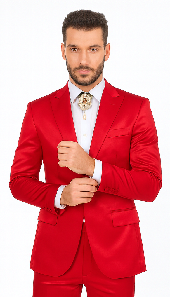Rossi Man LEO RM1621 Men’s Slim Fit 3-Piece Red Designer Suit – Formalwear for Special Events