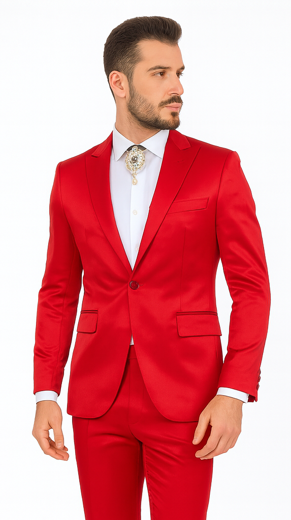 Rossi Man LEO RM1621 Men’s Slim Fit 3-Piece Red Designer Suit – Formalwear for Special Events