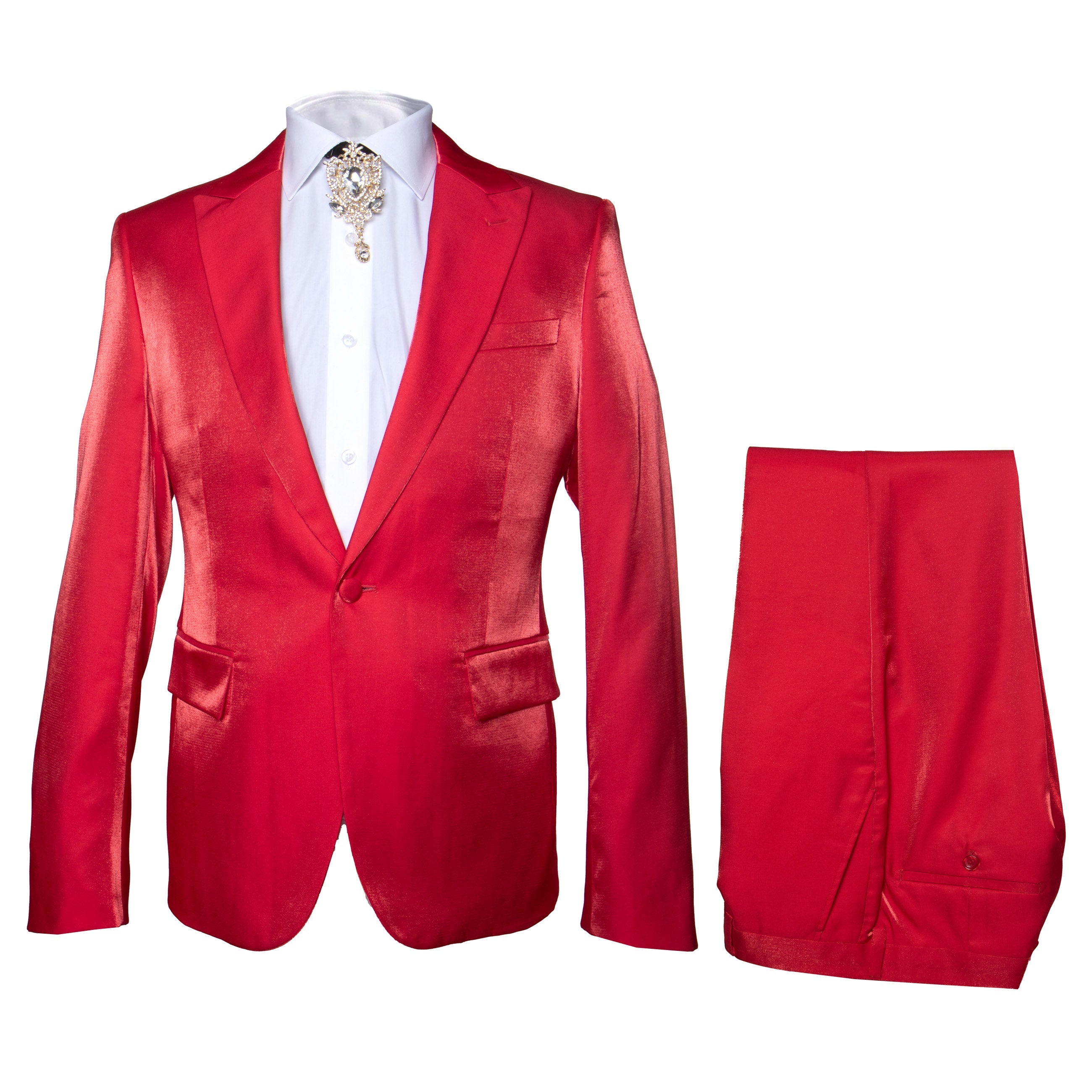 Rossi Man LEO RM1621 Men’s Slim Fit 3-Piece Red Designer Suit – Formalwear for Special Events