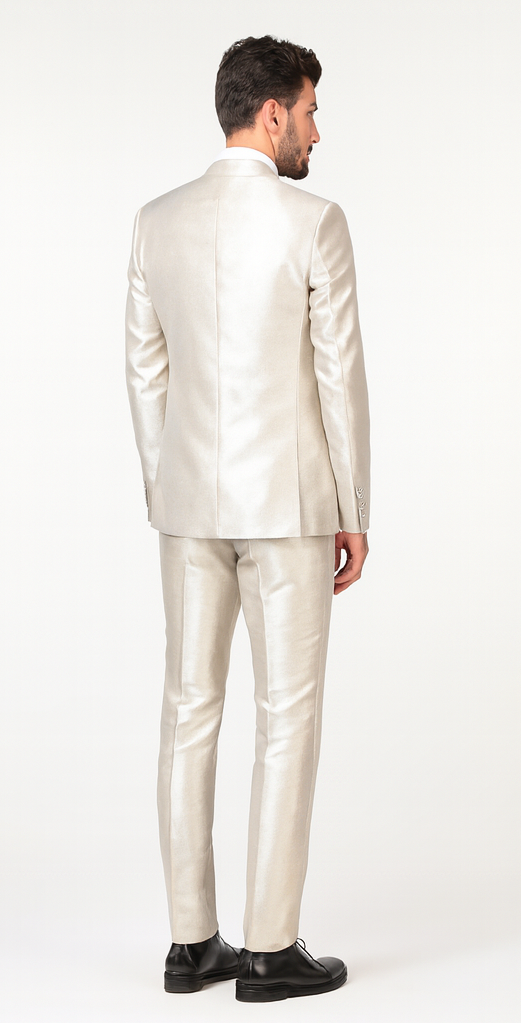 Rossi Man LEO RM1642 Men’s Slim Fit 3-Piece Off-White Shimmer Suit – Formalwear for Special Events