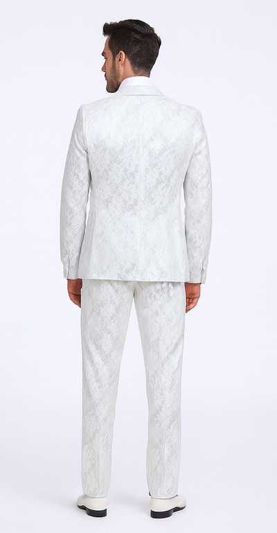 Rossi Man LEO RM1902 Men’s White Designer Tuxedo – Slim Fit  Formalwear for Events