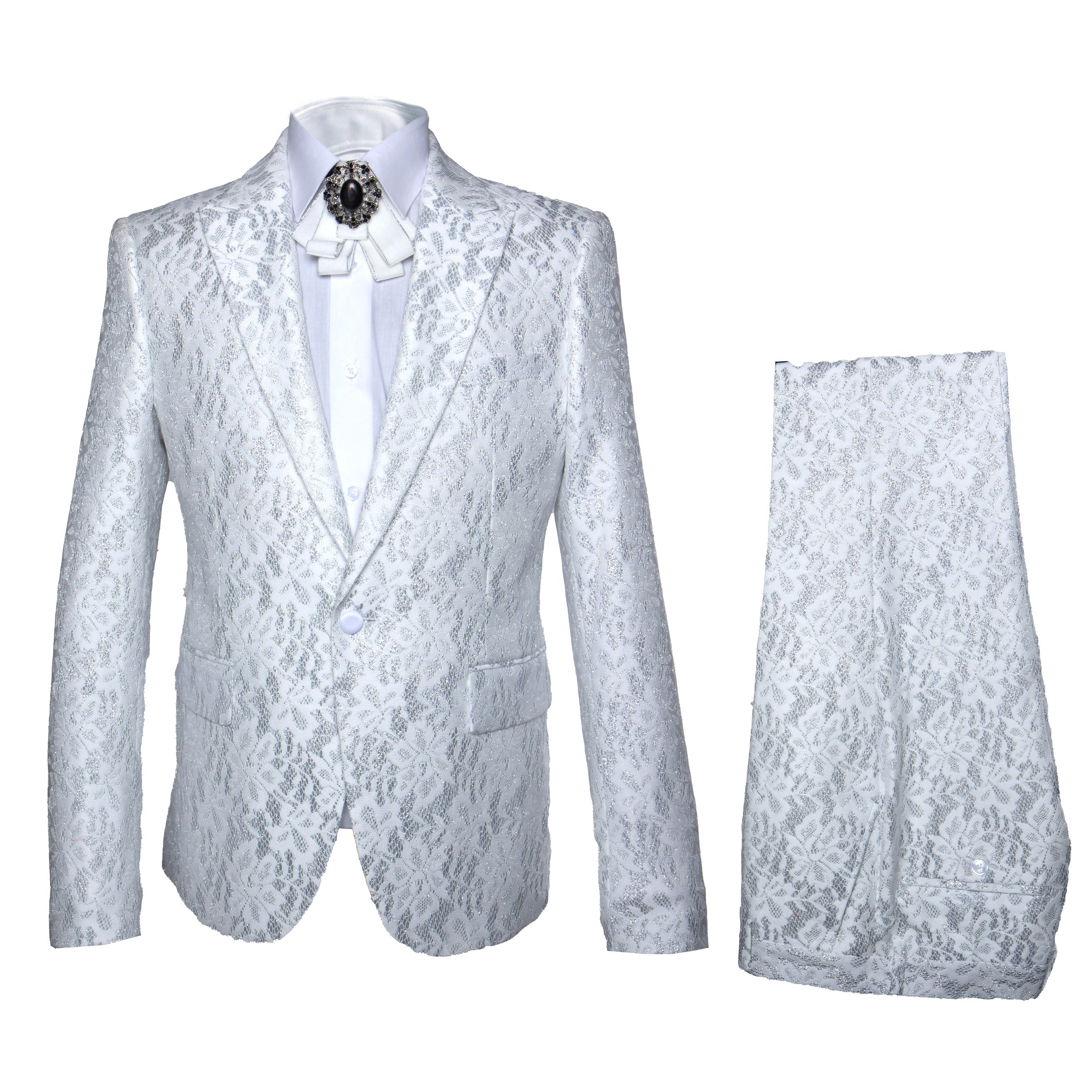Rossi Man LEO RM1902 Men’s White Designer Tuxedo – Slim Fit  Formalwear for Events