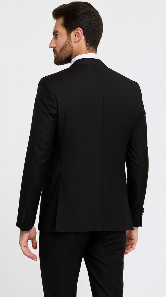 Rossi Man MAX RM1101 Black Slim Fit 3-Piece Suit – Men’s Modern Formalwear