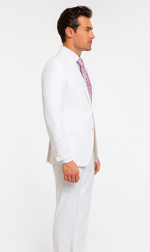 Rossi Man MAX RM1374 White Slim Fit 3-Piece Suit – Men’s Formalwear