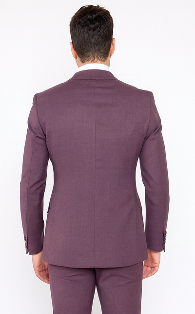 Rossi Man MAX RM1381 Slim Fit 3-Piece Suit – Solid Raspberry Suit for Men