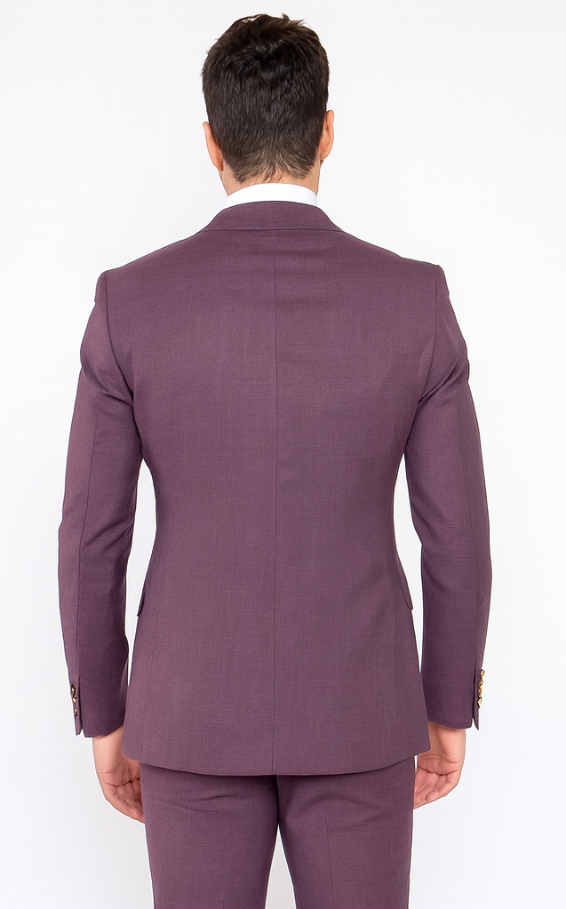 Rossi Man MAX RM1381 Slim Fit 3-Piece Suit – Solid Raspberry Suit for Men