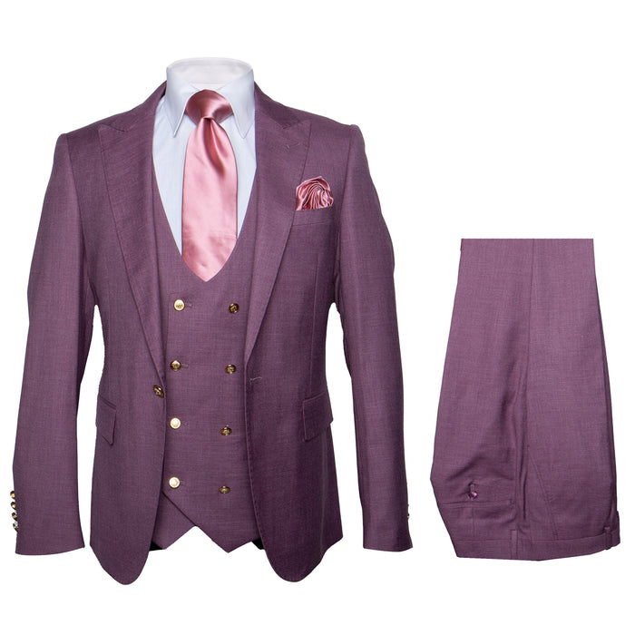 Rossi Man MAX RM1381 Slim Fit 3-Piece Suit – Solid Raspberry Suit for Men