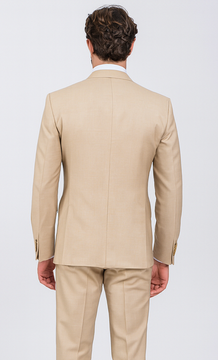 Rossi Man MAX RM1391 Beige Slim Fit 3-Piece Suit - Men’s Modern Formalwear