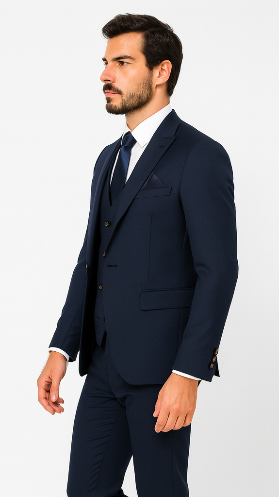 Rossi Man MAX RM1393 Navy Slim Fit 3-Piece Suit – Modern Men’s Formalwear