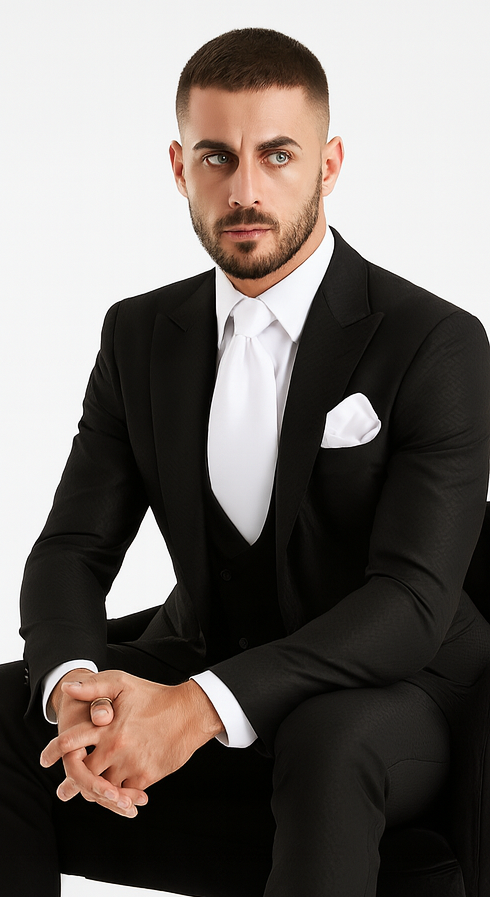 Rossi Man MAX RM1712 Black Slim Fit 3-Piece Suit – Stylish Men’s Formalwear