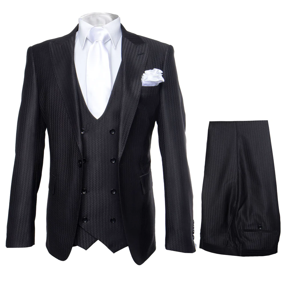Rossi Man MAX RM1712 Black Slim Fit 3-Piece Suit – Stylish Men’s Formalwear