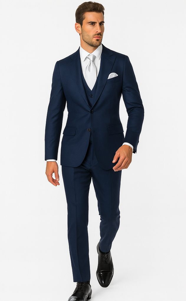 Rossi Man MAX RM1783 Slim Fit 3-Piece Blue Suit –  Men’s Formalwear