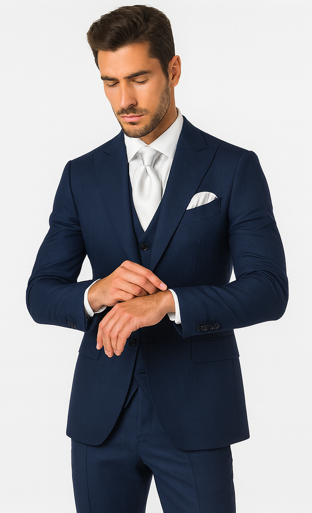 Rossi Man MAX RM1783 Slim Fit 3-Piece Blue Suit –  Men’s Formalwear